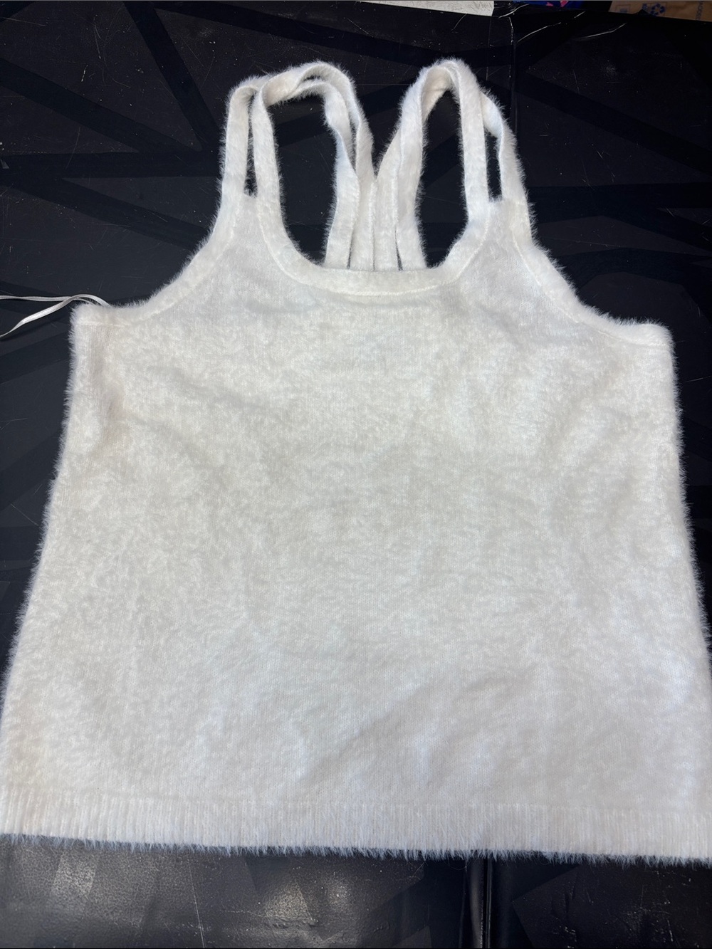 white birch Ivory Fuzzy Double-Strap Tank b161s